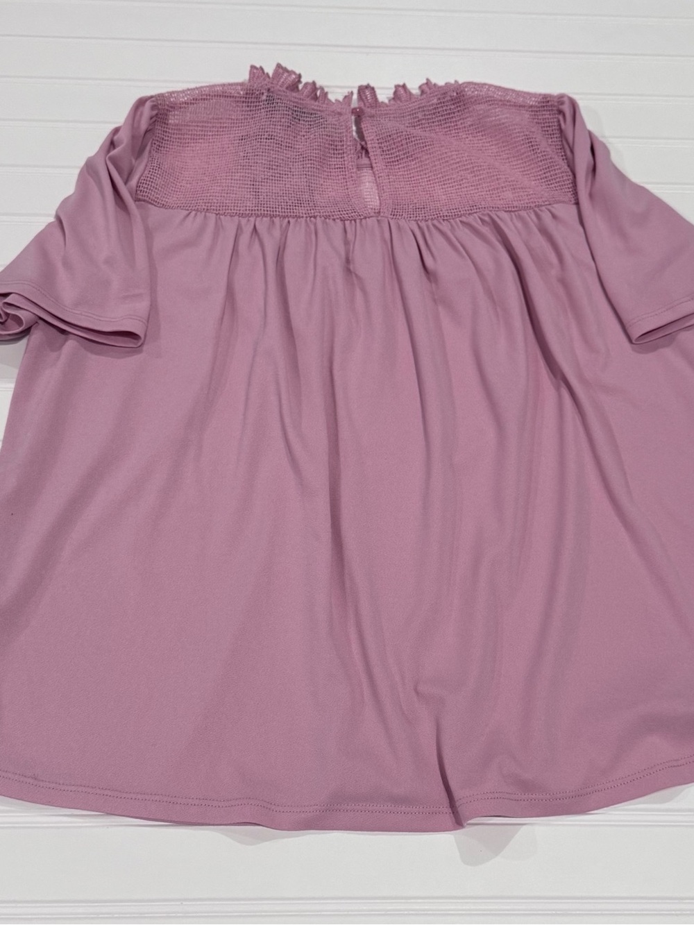 Adrianna Papell Dusty Pink Knit Top with Ruffle Neck Women’s Medium - Picture 4 of 6